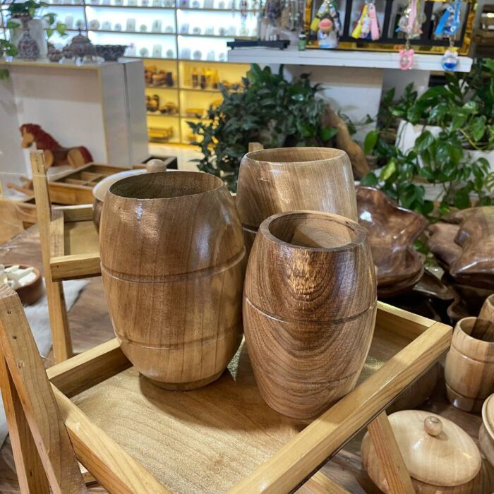 لیوان چوبی طرح بشکه سایز بزرگ